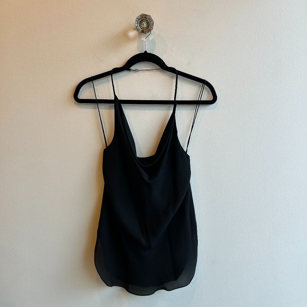 Haute Hippie Silk Halter Tank with Chain Detail